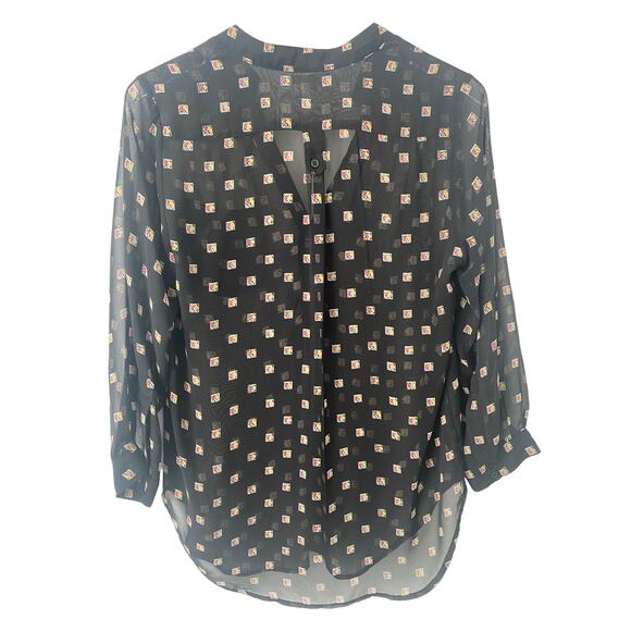 PLEIONE BLACK SHEER BUTTON UP BLOUSE SIZE SMALL - Picture 3 of 8